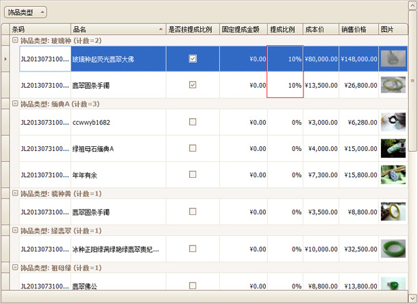 珠寶飾品提成設(shè)置的結(jié)果