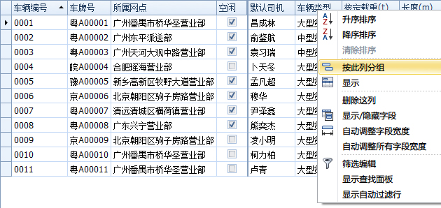 藍(lán)格物流軟件-根據(jù)“車輛類型”對車輛進(jìn)行分組